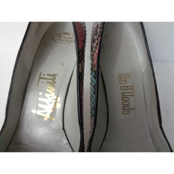 AFFINITI for Wm B Woods US 10AAAA Taupe Pink Blue Genuine Reptile Pump Shoe VTG - Picture 4 of 7